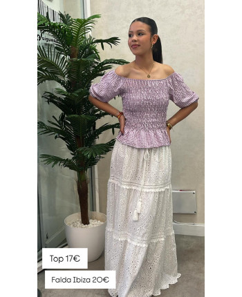 Blusa fruncida de cuadros...