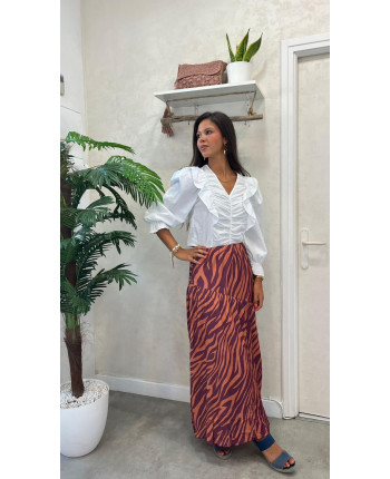 blusa de manga largas volantes
